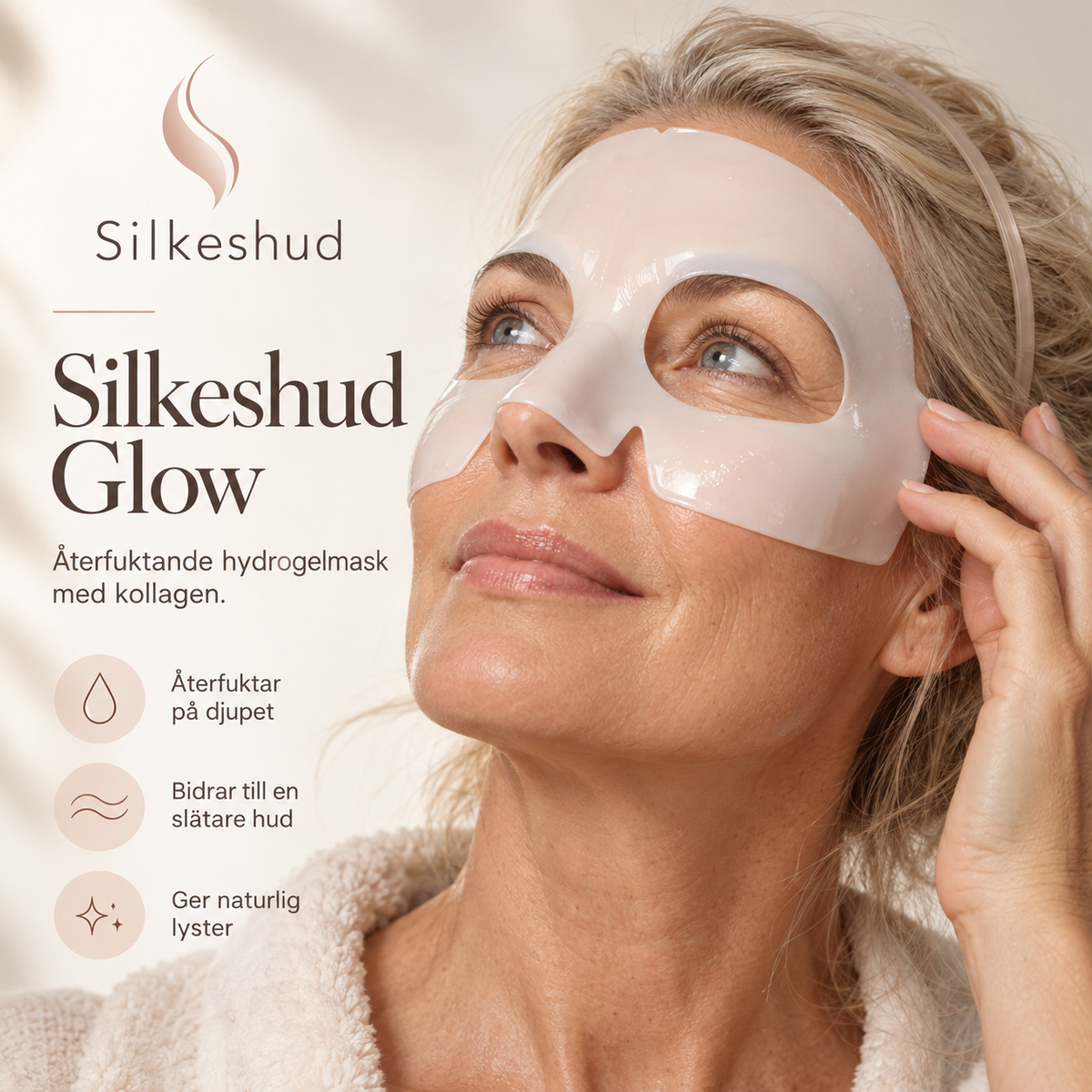 Blond kvinna som bär mask runt ögonen